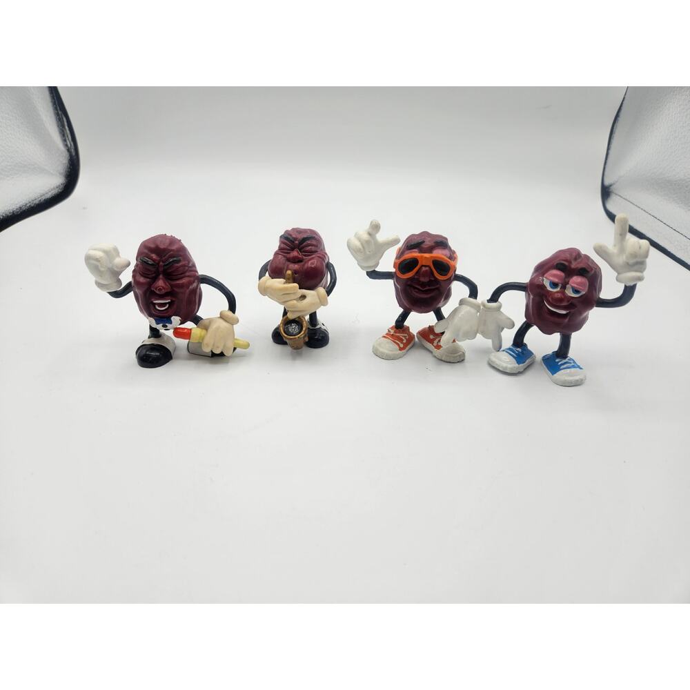 California Raisins 4 Figure‎ Lot 1987 Saxophone Singing Microphone Sunglasses